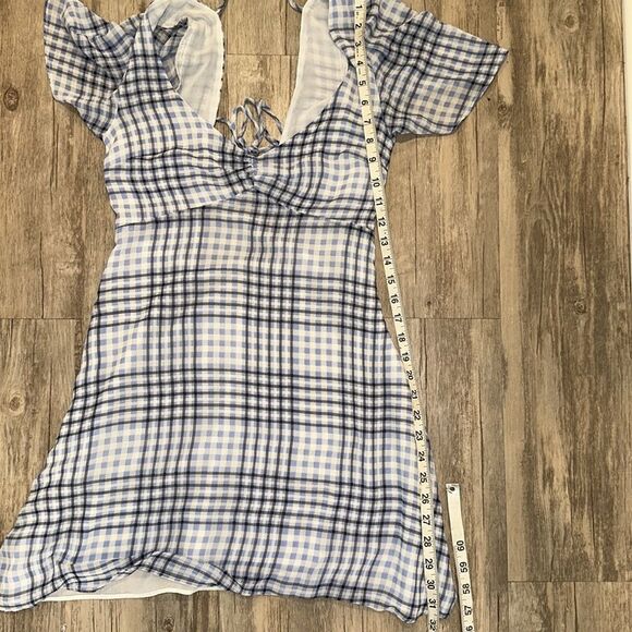 Urban Outfitters Spring Showers Blue Plaid Chiffon Dress Size Med Preppy - Picture 10 of 11